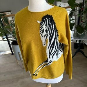 Anthropologie Maeve Cashmere Zebra Print Sweater